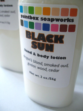 Black Sun SAMPLE SIZE Organic Hand and Body Lotion - Dragon's Blood, Smoked Oud, Guaiac Wood, Cedar... Summer Limited Edition