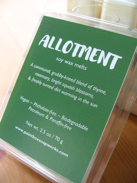 Allotment Soy Wax Melts - Thyme, Rosemary, Squash Blossoms, Warm Dirt... Summer Limited Edition