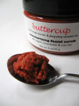 Buttercup Moisturizing Facial Scrub - Blood Orange, Lavender and Ylang Ylang Essential Oils, Organic Cocoa Butter, Rose Clay...