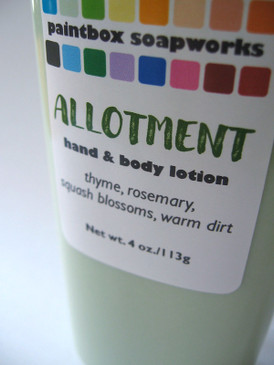 Allotment Organic Hand and Body Lotion - Thyme, Rosemary, Squash Blossoms, Warm Dirt... Summer Limited Edition