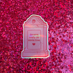 Holographic Pink Strawberry Dreams Tombstone Sticker from Big Challenges
