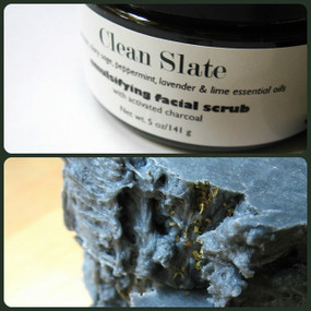 Clean Slate Facial Bar and Emulsifying Facial Scrub - Charcoal, Tea Tree, Clary Sage, Peppermint Essential Oils... Buy Both and Save