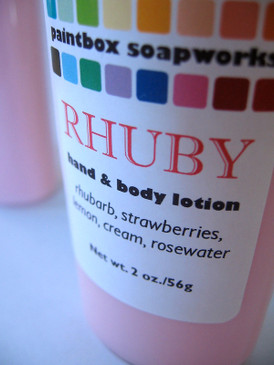 Rhuby SAMPLE SIZE Organic Hand and Body Lotion - Rhubarb, Strawberry, Lemon, Whipped Cream, Rosewater... Spring Limited Edition