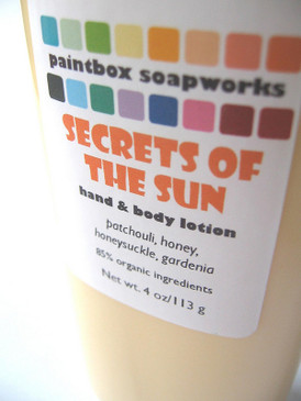 Secrets of the Sun Organic Hand and Body Lotion - Patchouli, Honey, Wild Honeysuckle, Gardenia... Summer Limited Edition