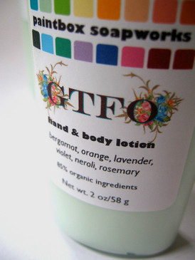 GTFO SAMPLE SIZE Organic Hand and Body Lotion - Bergamot, Orange, Lavender, Violet, Neroli, Rosemary... 