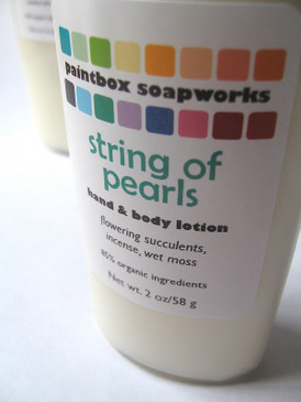 String of Pearls SAMPLE SIZE Organic Hand and Body Lotion - Flowering Succulents, Incense, Wet Moss... Spring Limited Edition