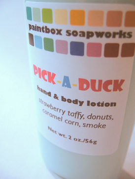 Pick-a-Duck SAMPLE SIZE Organic Hand and Body Lotion - Strawberry Taffy, Sugared Donuts, Caramel Corn, Smoke... Summer Limited Edition