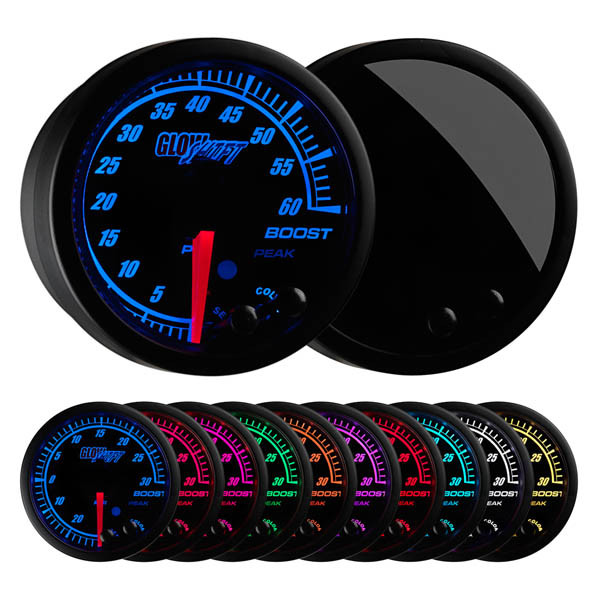 GlowShift White Elite Ten Color 60 PSI Electronic Boost Gauge GS-EWT01/_60