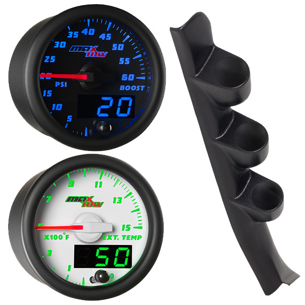 GlowShift Black Triple Gauge 52mm Pillar Pod for 1988-1994 GMC Sierra