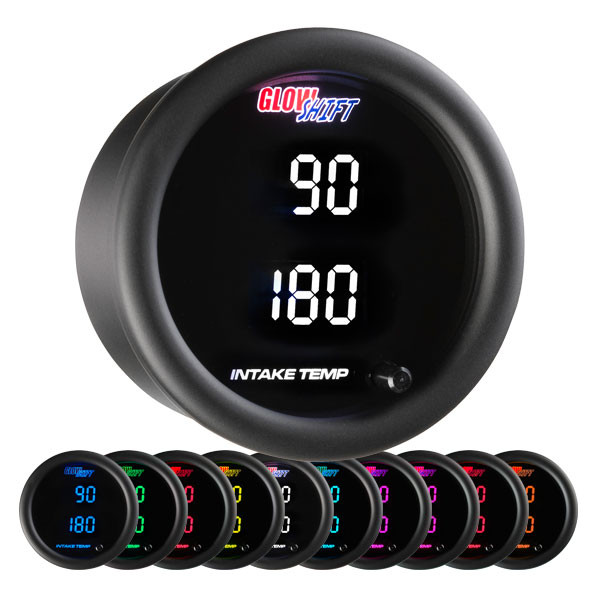 GlowShift 10 Color Digital Dual Intake Intercooler Temperature Gauge