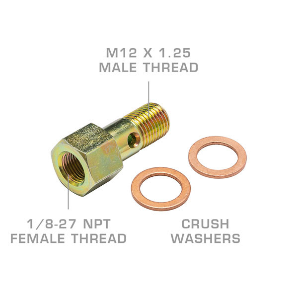 GlowShift M12 x 1.25 Fuel Pressure Banjo Bolt Thread Adapter