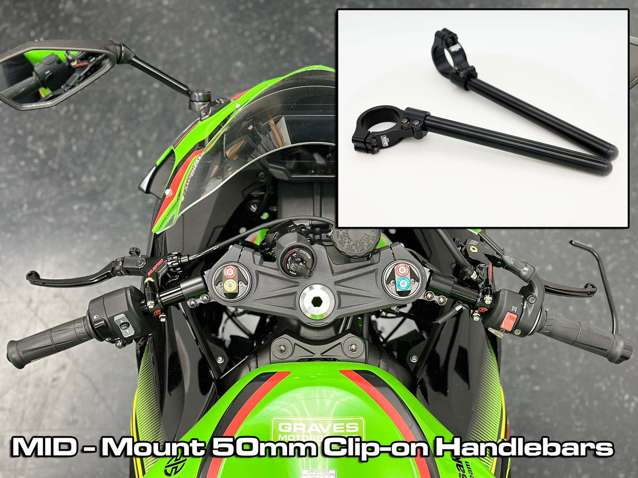 Mid Mount 50mm Clipon Motorcycle Handlebars