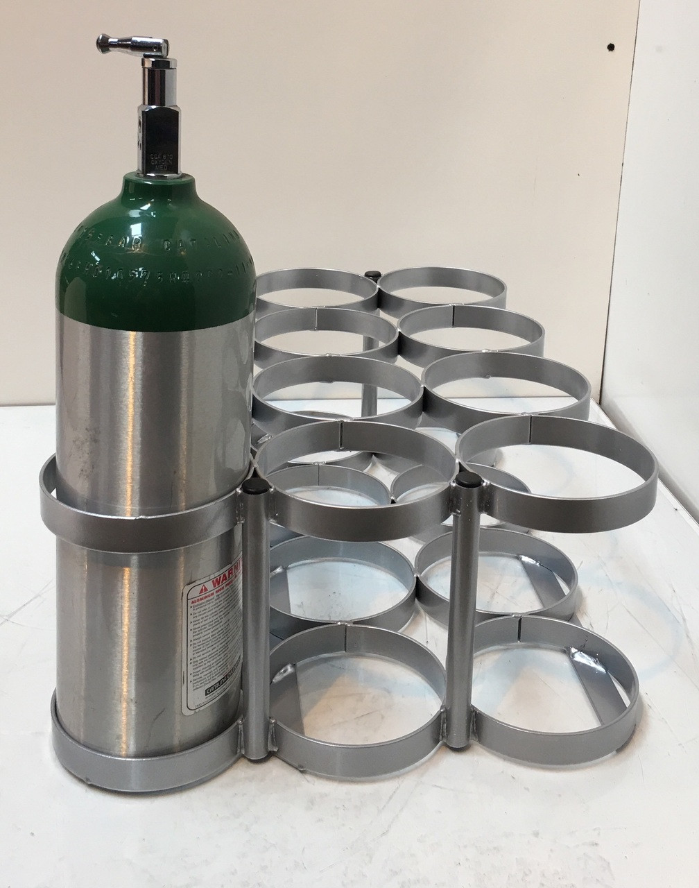 Oxygen Cylinder Rack For 12 D or E (4.38" DIA) Style Oxygen Cylinders