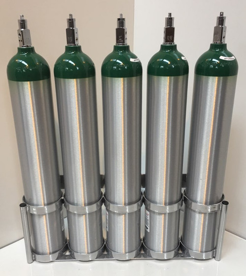 Inline Oxygen Cylinder Wall Mount for Five D/E (4.38" DIA) Cylinders