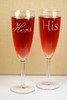 His & Hers Engraved on Tapered Wedding Champagne Flutes (Set of 2)
