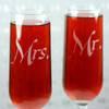 Engraved Modern Champagne Flutes Mr & Mrs (Set of 2) Up Close