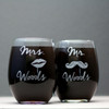 Stemless Wine Glasses Engraved with Mr & Mrs and Last Name (Set of 2)