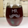 Engraved Mr & Mrs Stemless Wine Glasses (Set of 2)