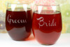 Engraved Stemless Wine Glasses with Bride & Groom (Set of 2)