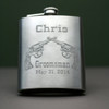 Personalized & Engraved 8oz Stainless Steel Flask with Double Revolver Groomsmen Design (Set of 3)