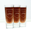 Engraved Shooter Shot Glasses Personalized with Groomsmen Mustache Design (Set of 3)