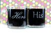 Glass Coffee Mugs Engraved with His & Her's (Set of 2)