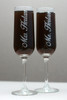 Engraved Modern Champagne Wedding Flutes with Newlywed Couples Last Name (Set of 2)