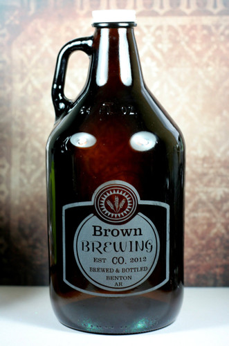 Engraved 64oz Growler with Classy Simple Label Design