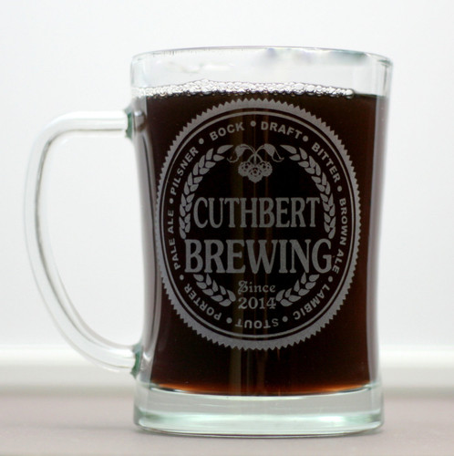 Engraved Beer Stein or Mug with Custom Brewing Beer Names (Set of 2)