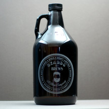 Engraved 64oz Growler Engraved with Beards and Brews Design