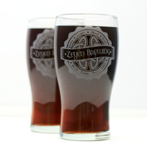 Personalized Engraved Home Brew Glasses with Irish Celtic Knot Brewing Label Design (Set of 2)