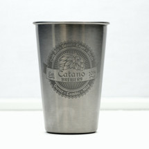 Stainless Steel Pint Engraved & Personalized with Double Hop & Banner with Beer Names
