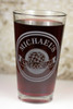 Personalized Pint Glass Engraved with Circle Hops Banner