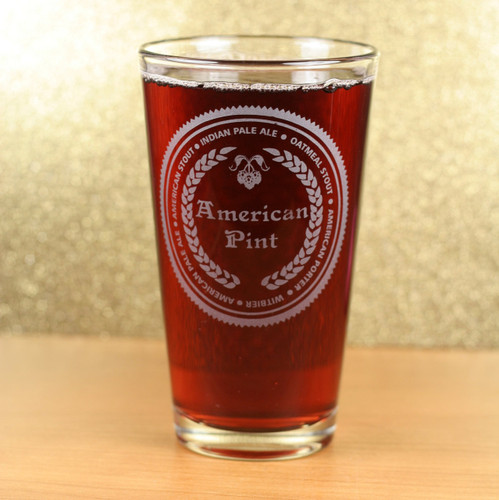 Engraved American Pint Glass with Beer Names