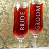 Engraved Modern Champagne Flutes with Contempary Bride and Groom (Set of 2)