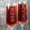 Engraved Modern Champagne Flutes with Contemporary Bride and Groom (Set of 2)