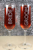 Engraved Modern Champagne Flutes with Contemporary Bride and Groom (Set of 2)
