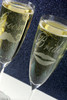 Engraved Bride and Groom Tapered Champagne Flutes with Mustache and Kiss (Set of 2)