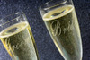 Engraved Tapered Champagne Flutes with Classic Wedding Bride & Groom (Set of 2)
