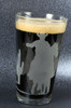 Etched Pint Glass Set with Cow Skull & Cowboy on Horse