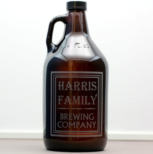 Personalized & Engraved 32oz Mini Growler with Family Name Brewing Company Design