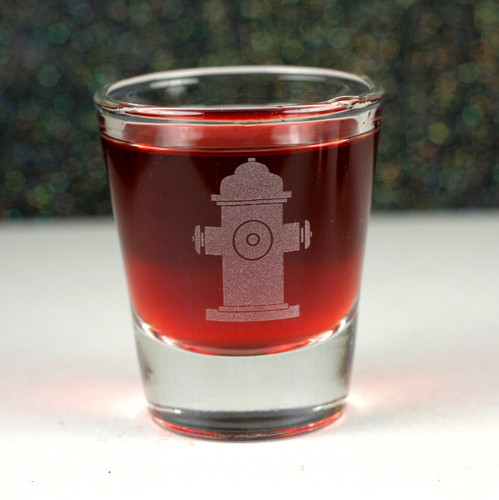 Engraved Whiskey Shot Glass with Fire Hydrant Fireman or Firefighter Gift