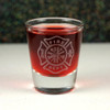 Engraved Whiskey Shot Glass with Firefighter Maltese Cross Design