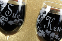 Wine Glasses Engraved and Personalized with Wine Name Theme