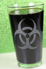 Engraved Sandblasted Biohazard Etched Pint Glass