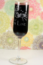 Engraved Modern Champagne Flutes with in Squirrels Joined in Love Wedding Design
