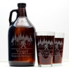 Engraved 64oz Growler and 2 Pint Glass Set Personalized with Sasquatch Brewing Co.