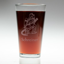 Personalized Firefighting Man Engraved Pint Glass