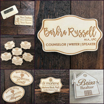 Name Tag Laser Engraved on Wood - Your logo or Custom art with your name