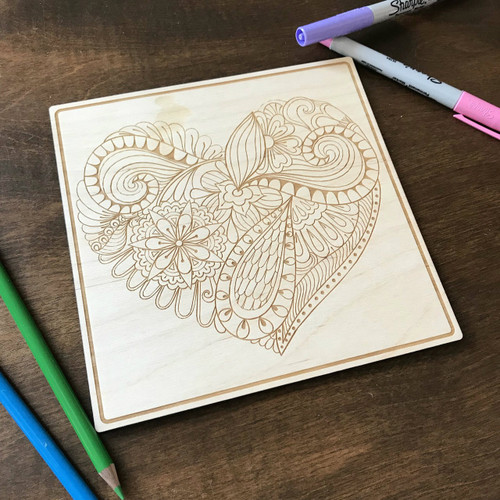 Heart Pattern 1 wood coloring panel